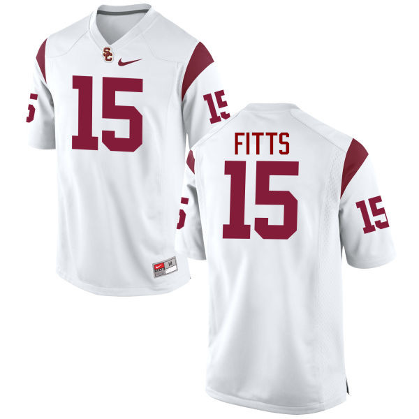 Men #15 Thomas Fitts USC Trojans College Football Jerseys-White - Click Image to Close